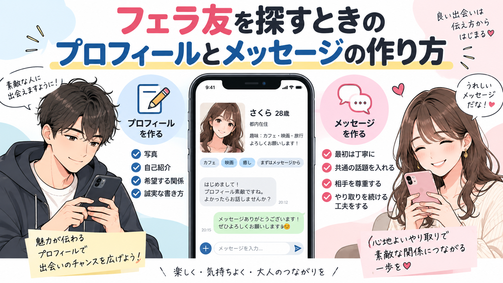 フェラ友を探すときのプロフィールとメッセージの作り方画像