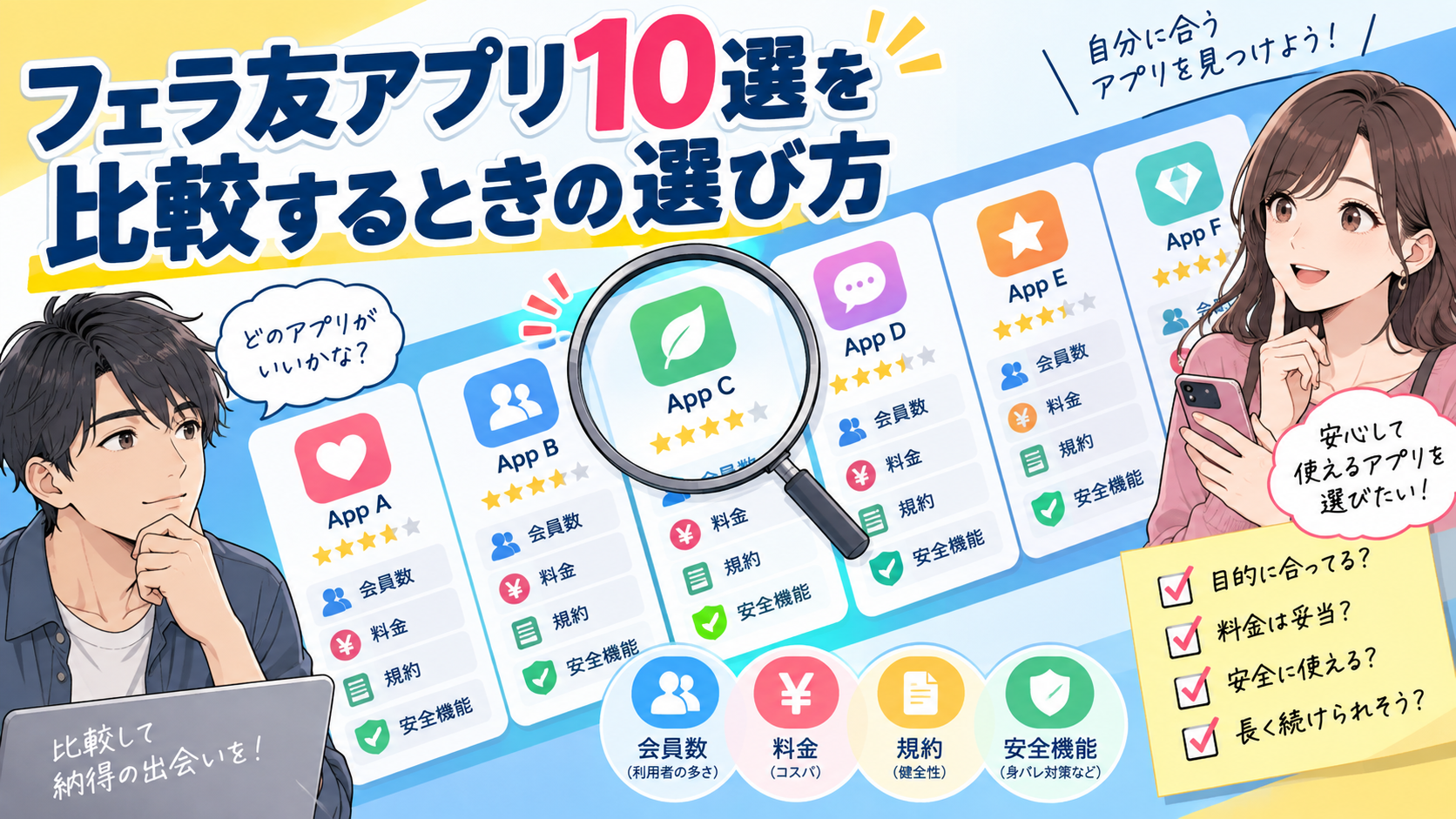 フェラ友アプリ10選を比較するときの選び方画像