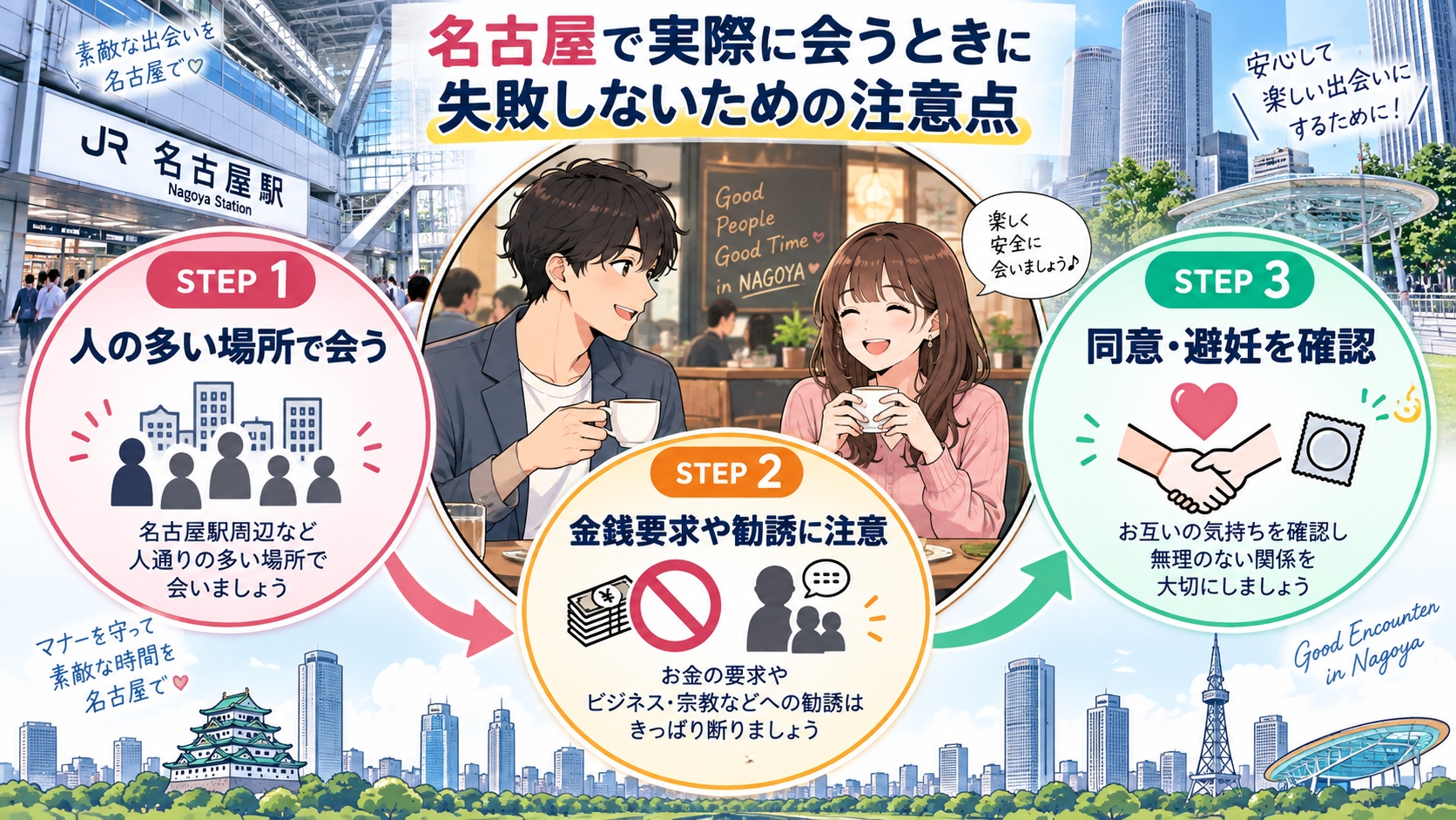 名古屋で実際に会うときに失敗しないための注意点画像