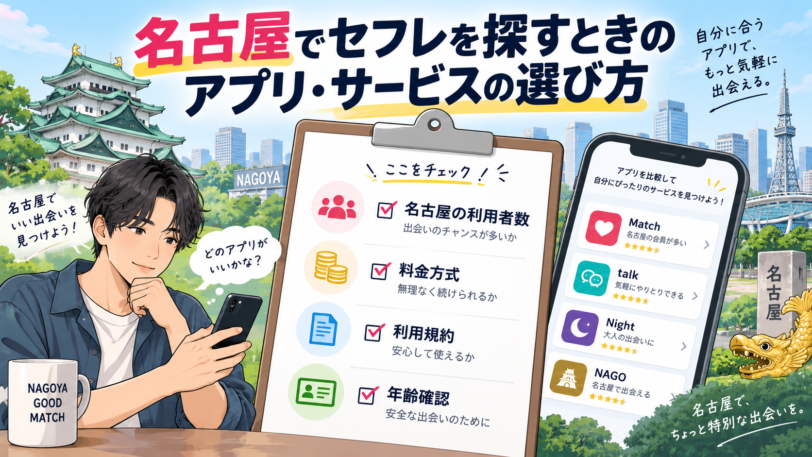 名古屋でセフレを探すときのアプリ・サービスの選び方画像