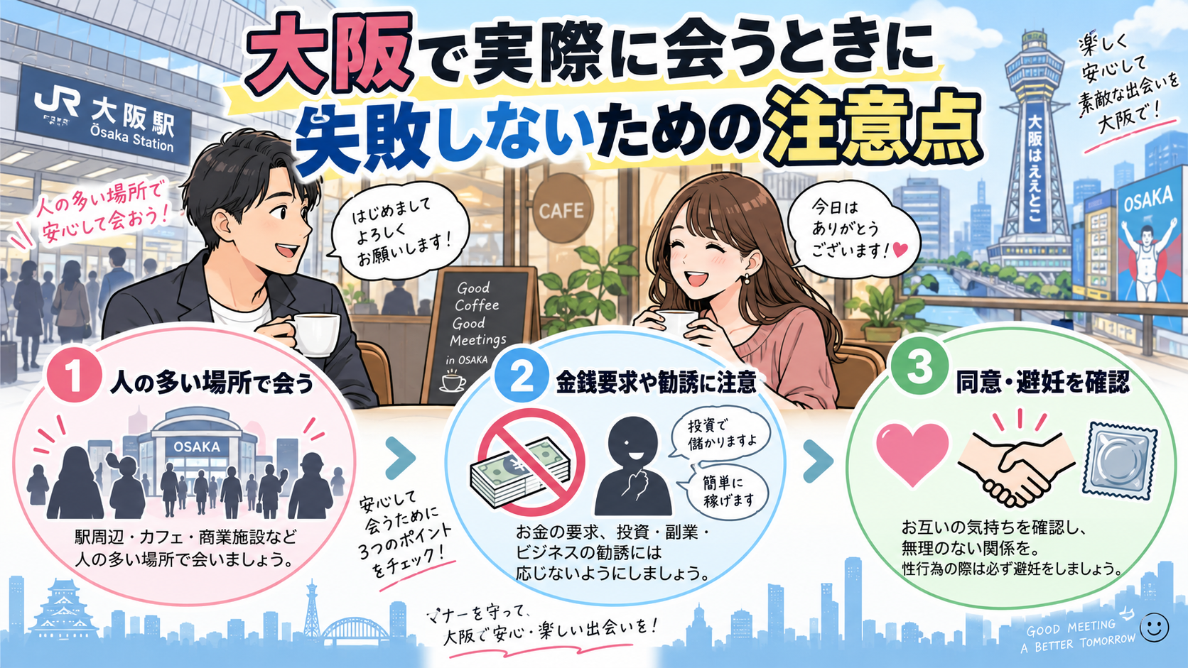 大阪で実際に会うときに失敗しないための注意点画像