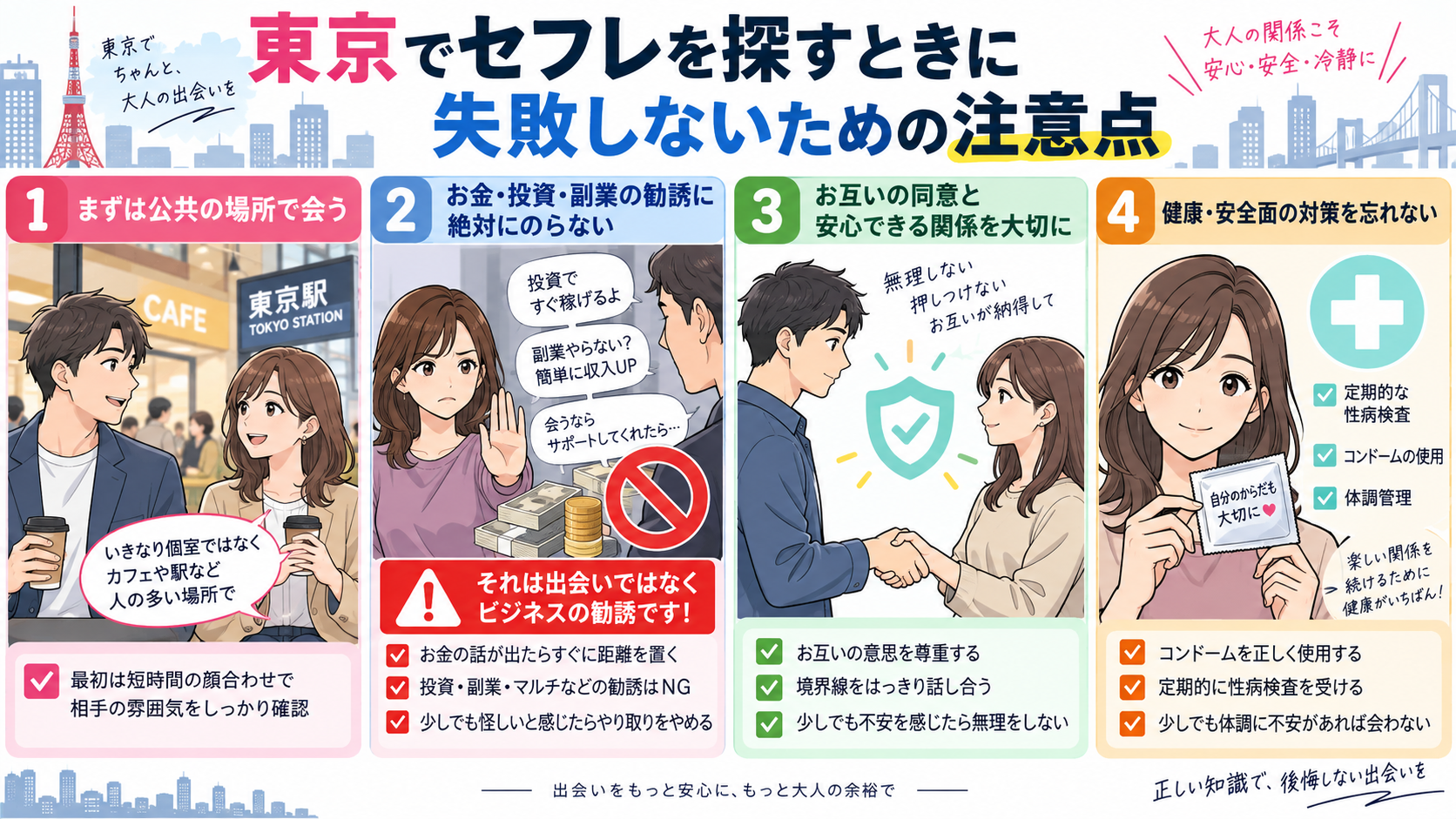 東京でセフレを探すときに失敗しないための注意点画像
