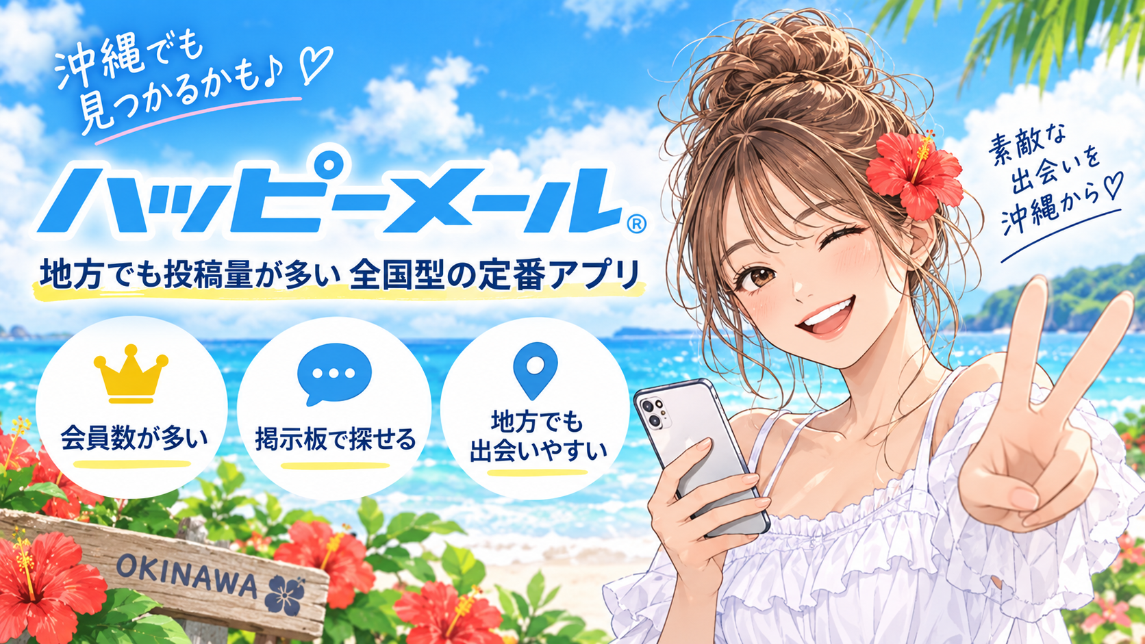 ハッピーメール（ハピメ）｜地方でも投稿量が多い全国型の定番画像
