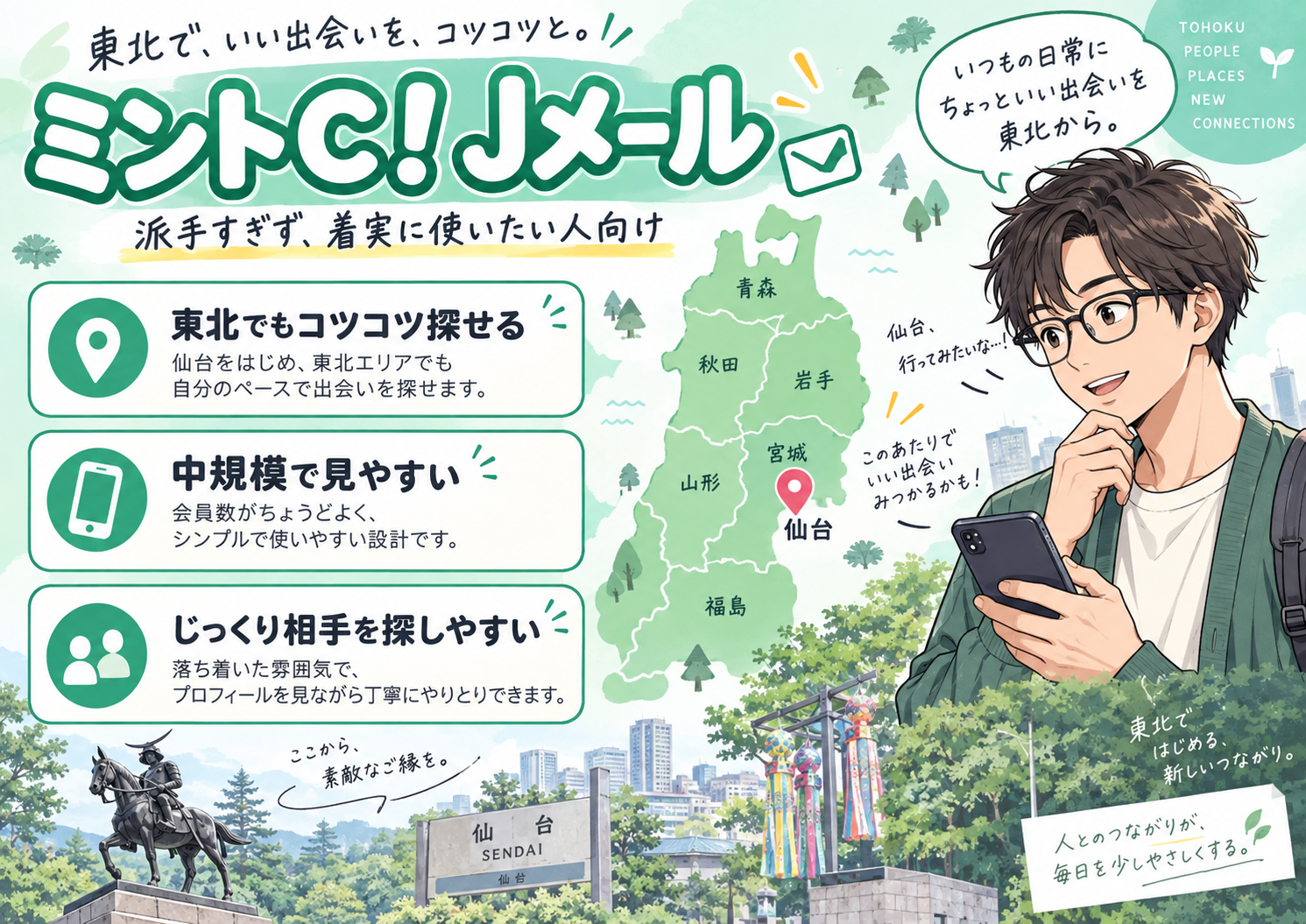 ミントC！Jメール｜東北でもコツコツ探せる中規模アプリ画像