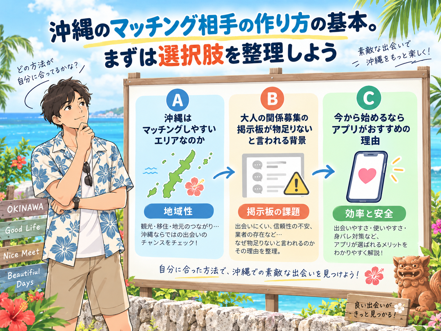 沖縄のセフレの作り方の基本。まずは選択肢を整理しよう画像
