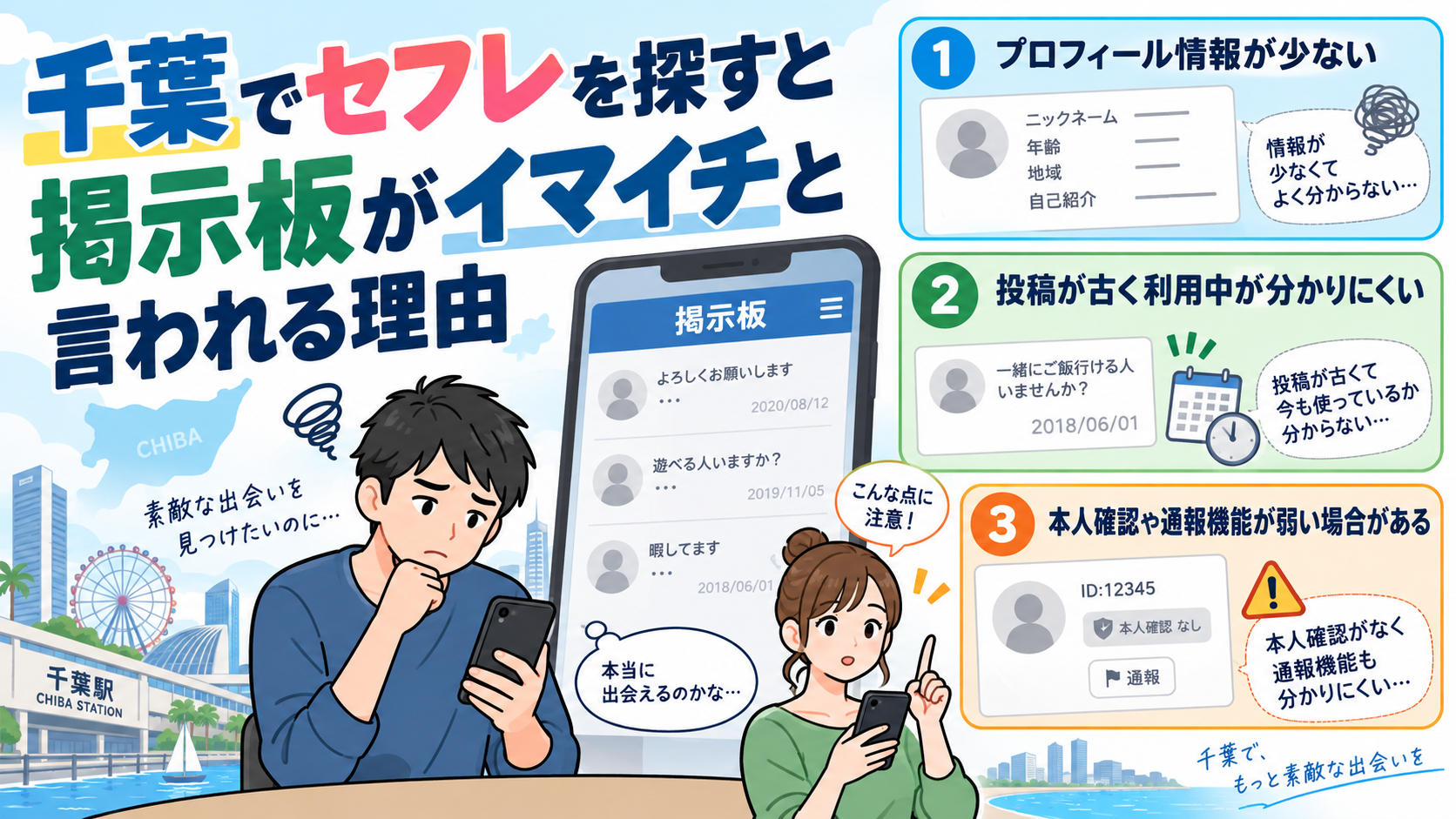 千葉でセフレを探すと掲示板がイマイチと言われる理由画像