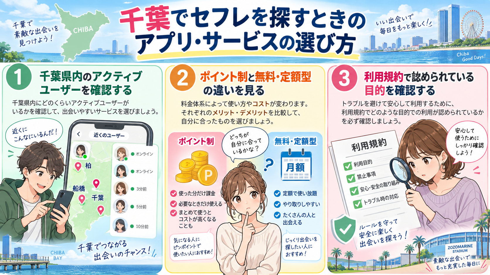 千葉でセフレを探すときのアプリ・サービスの選び方画像