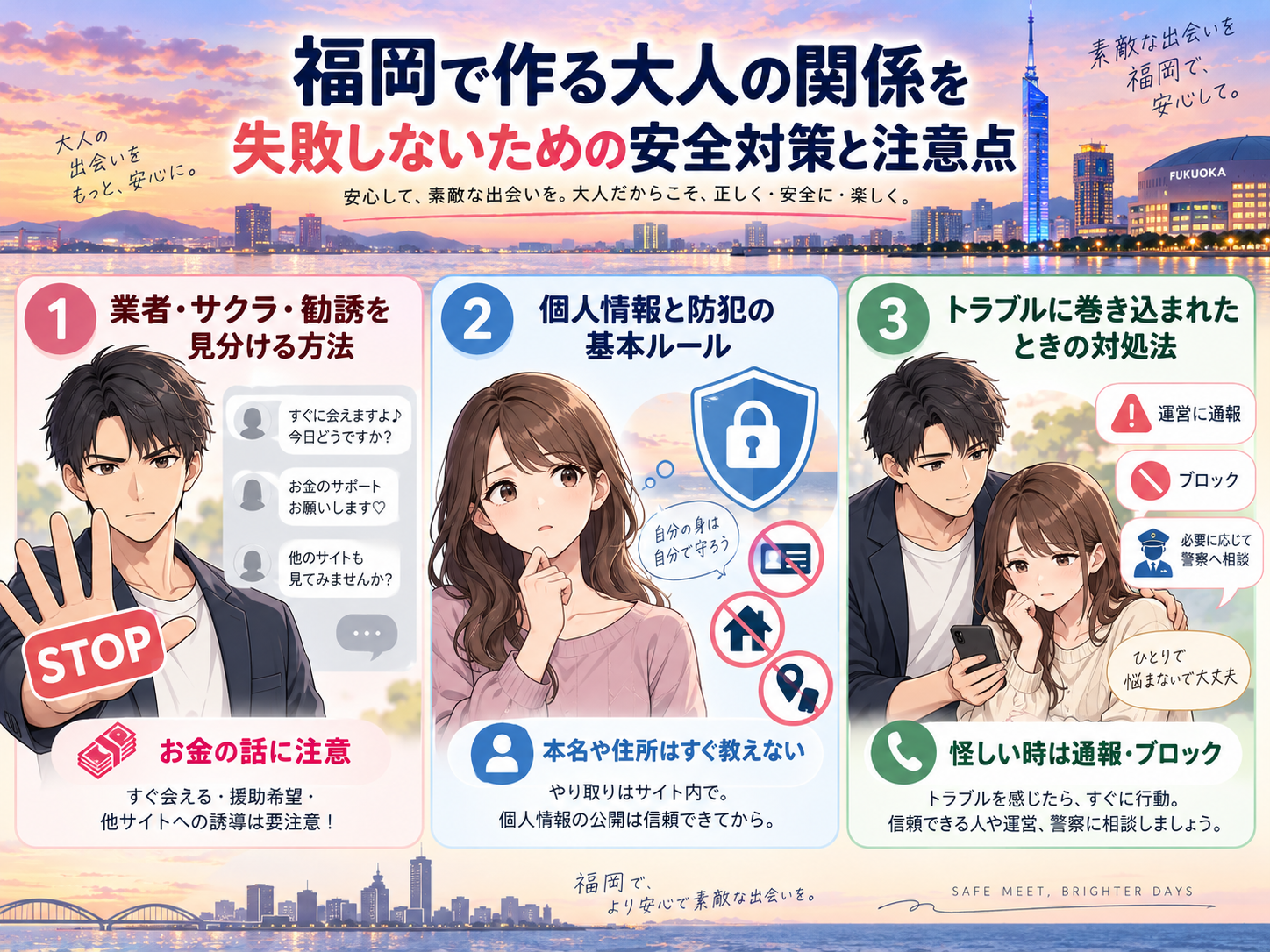 福岡のセフレの作り方｜失敗しないための安全対策と注意点画像