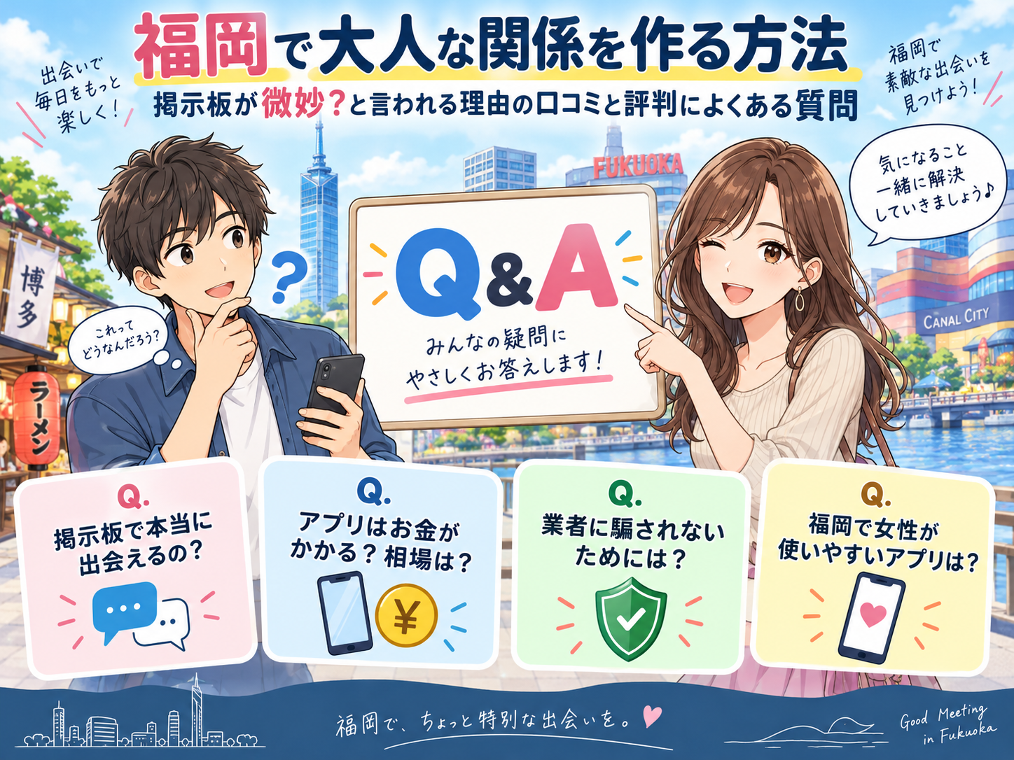 福岡のセフレの作り方。掲示板がイマイチと言われる理由の口コミと評判によくある質問画像