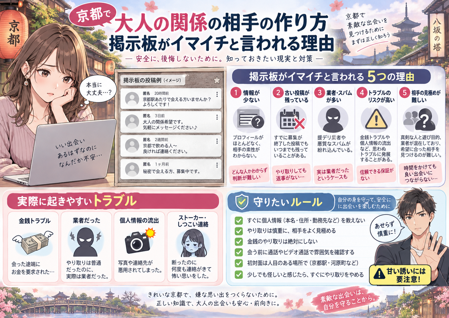 京都のセフレの作り方 掲示板がイマイチと言われる理由画像