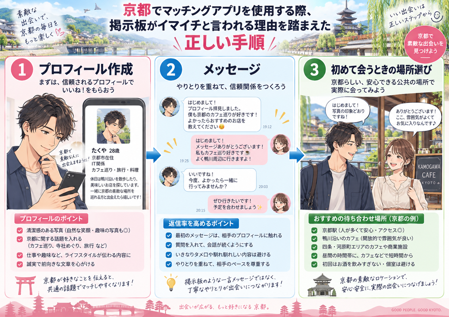京都でセフレを作る時、掲示板がイマイチと言われる理由を踏まえた正しい手順画像