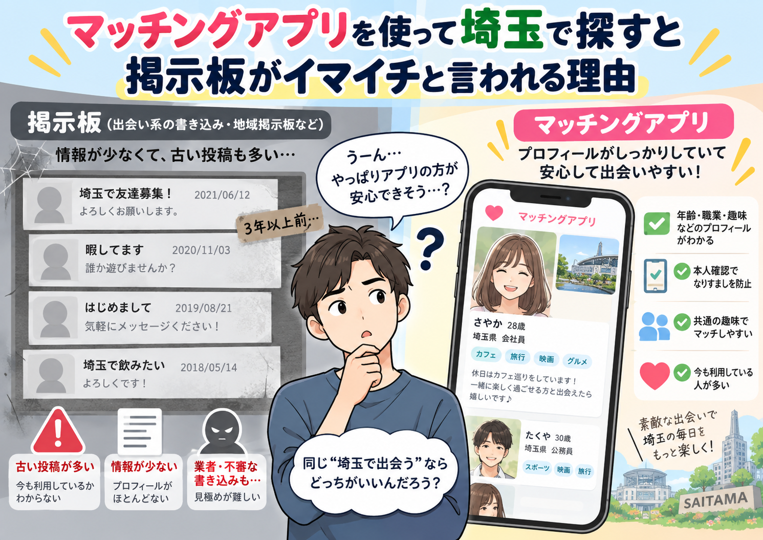 埼玉でセフレを探すと掲示板がイマイチと言われる理由画像