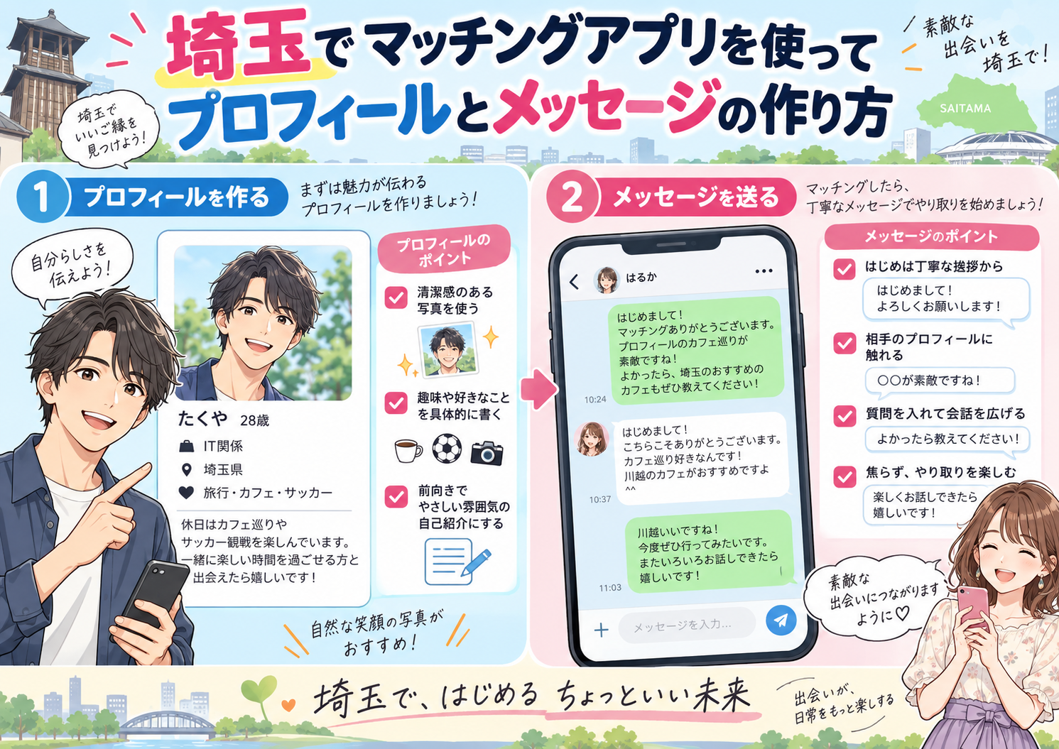 埼玉でセフレを探すときのプロフィールとメッセージの作り方画像