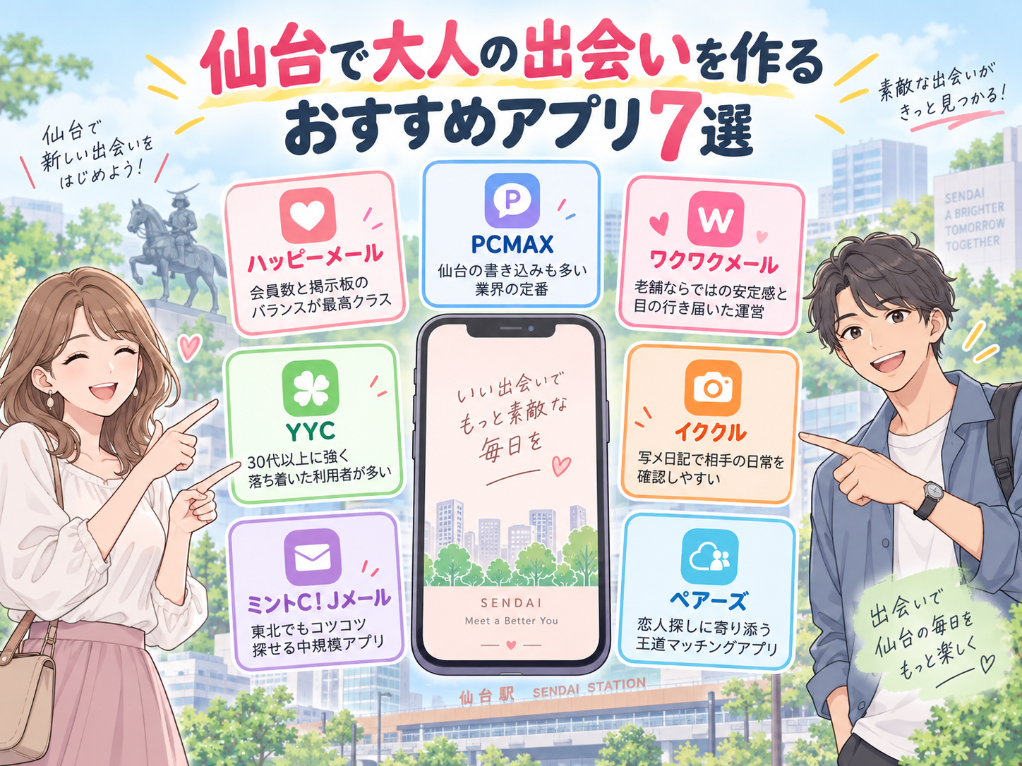 仙台でセフレをうまく作るおすすめアプリ7選画像