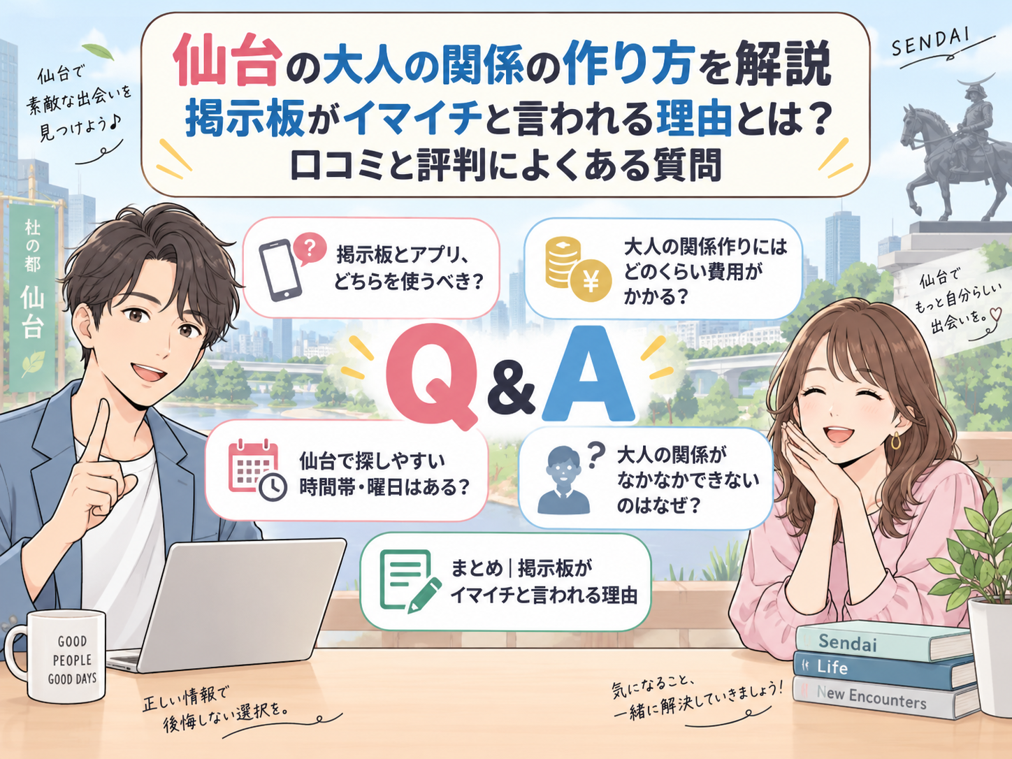 仙台のセフレの作り方を解説 掲示板がイマイチと言われる理由とは？ 口コミと評判によくある質問画像