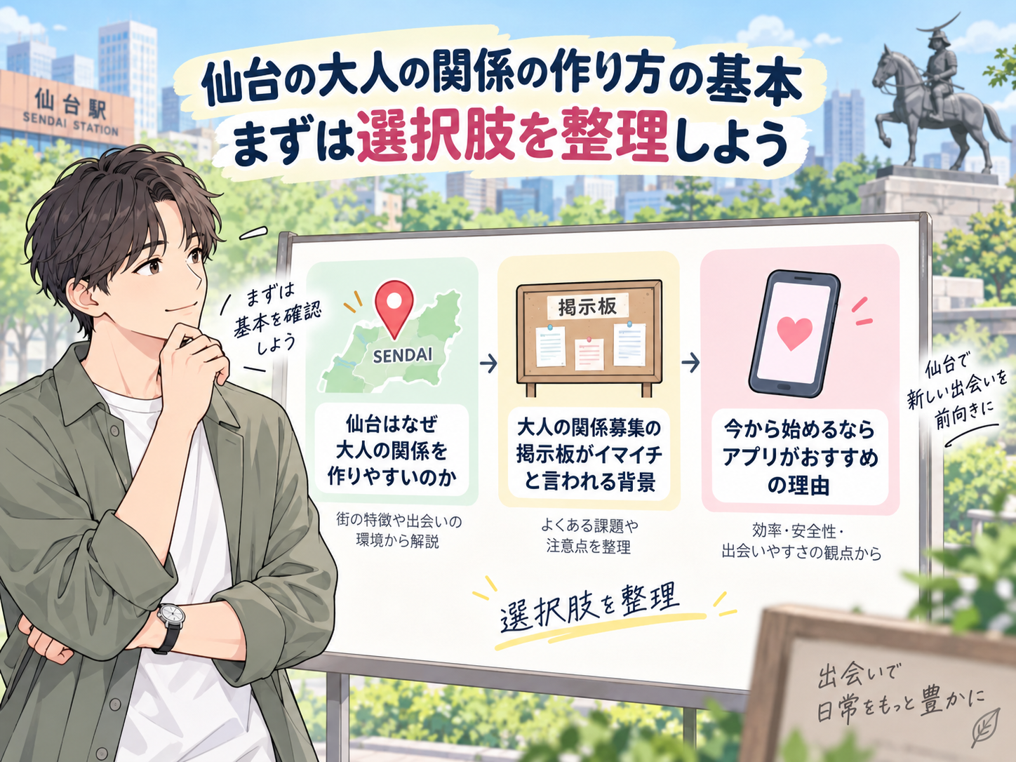 仙台のセフレの作り方の基本。まずは選択肢を整理しよう画像