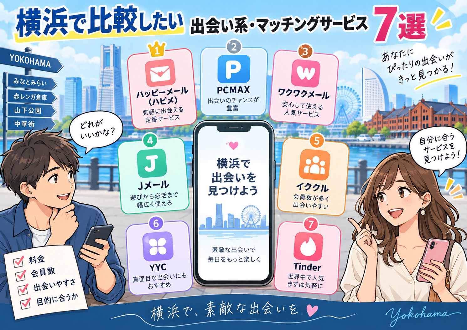 横浜で比較したい出会い系・マッチングサービス7選画像