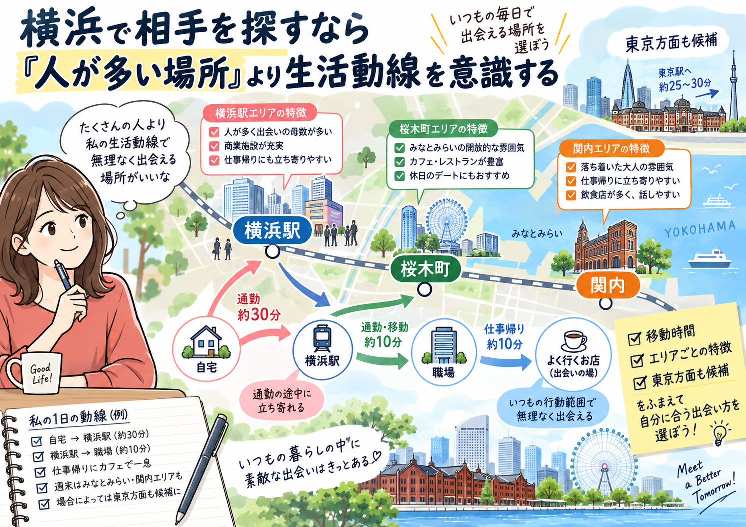 横浜で相手を探すなら「人が多い場所」より生活動線を意識する画像