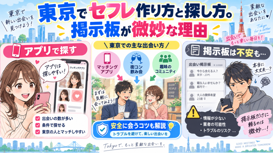 東京でセフレ作り方と探し方。掲示板が微妙な理由アイキャッチ